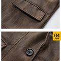 Men's Brown PU Jackets with Lapels for Fall and Winter, Dark Gray Faux Leather Coats for Spring, European Sizes S–XXXL.