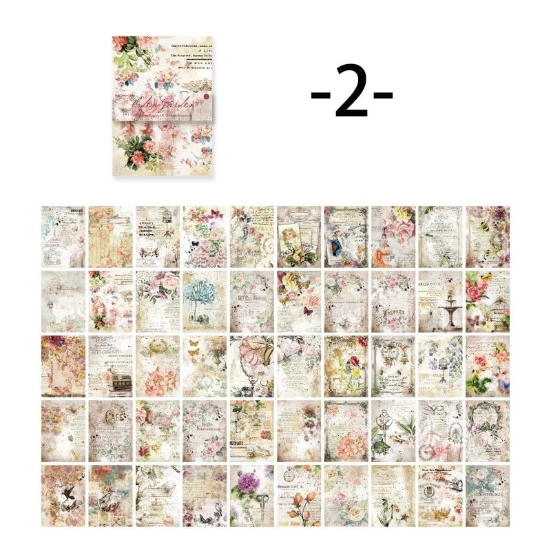 Mr. Paper 100pcs/book Vintage Character Message Card Beautiful Flowers European Style Hand Account Material Memo Pad
