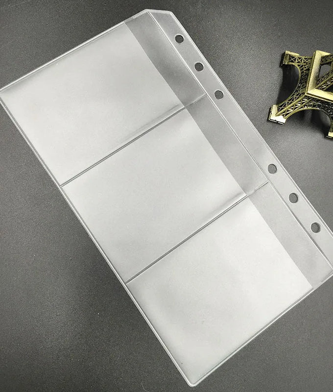 A5A6  5Pcs Binder Zipper Folders For 6-Ring Notebook Binder Transparent Loose Leaf Document Filing Bags