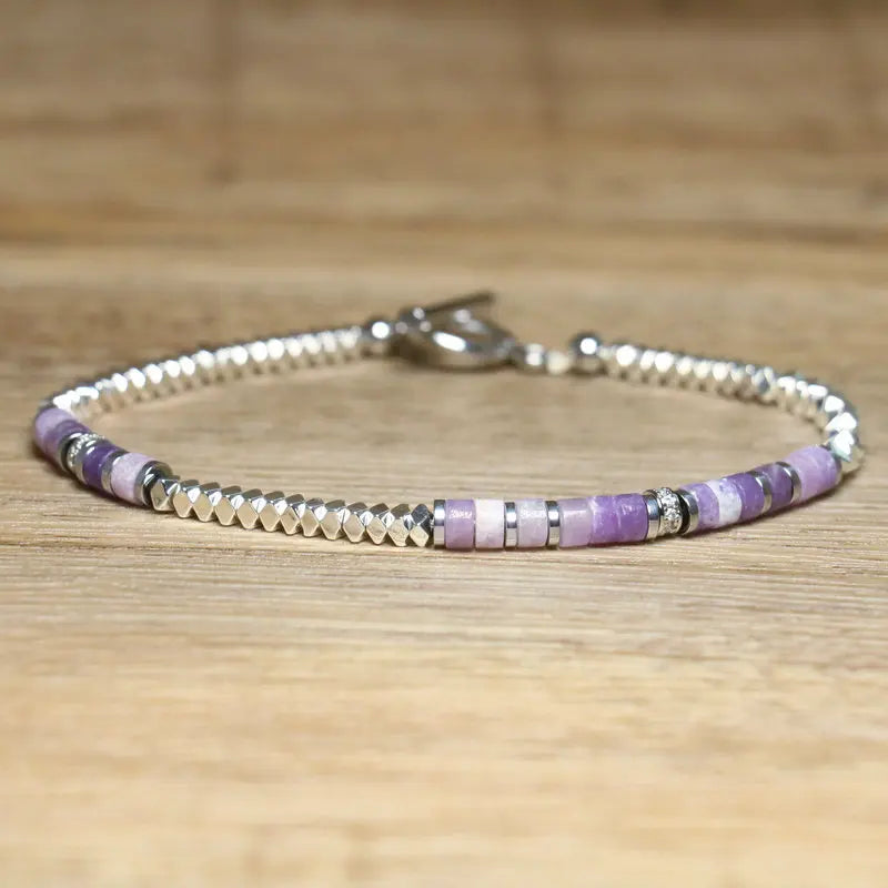 1 Pc Minimalist OT Clasp Stainless Steel Bracelet Natural Stone Handmade Production Picasso Hematite Women Jewelry
