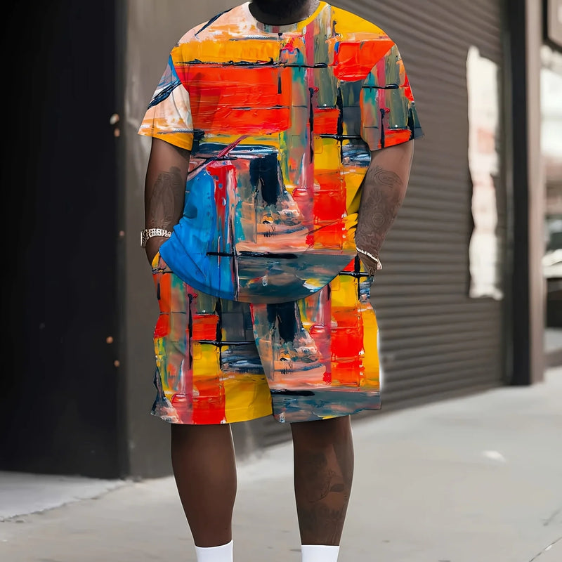 Summer Clothes for Man Plus Size Men's Matching Sets Short Sleeve T - shirts Drawstring Tracksuit 2 Piece - View 12 | SAMAG