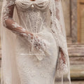 Mouzhetee Mermaid Elegant Pearls Lace Strapless Wedding - View 3 | SAMAG