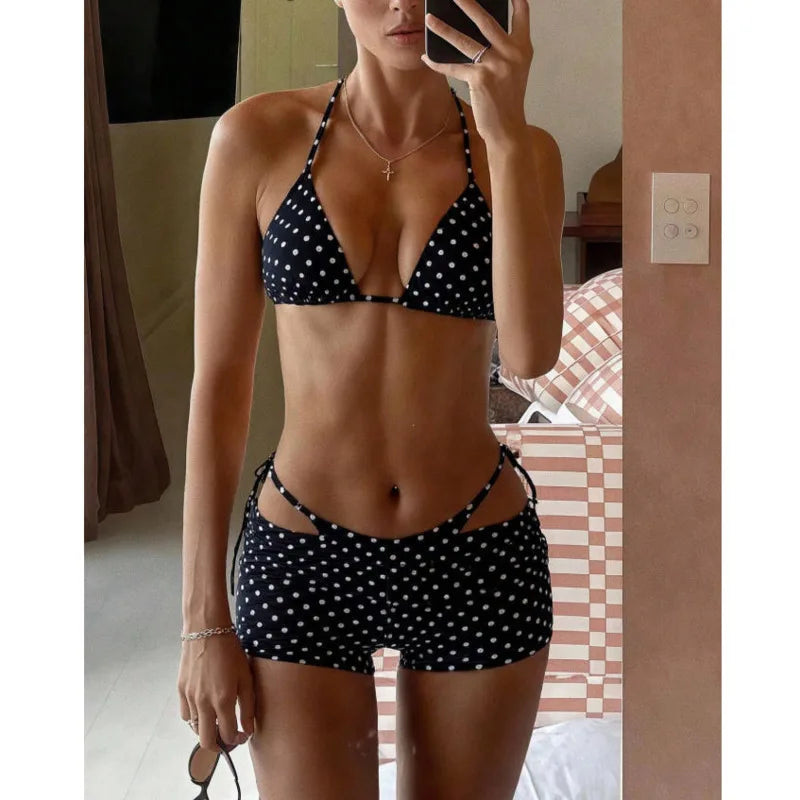 Dot Sexy Bikinis Set Female Swimsuit Women Three-Piece | SAMAG
