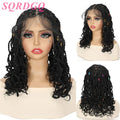 Synthetic Braided Full Lace Wigs with Baby Hair 12inch Curly Twist Box Braided Wigs for Woman Glueless Braided Wigs on Sale