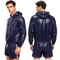 Men Waterproof Glossy Jacket Tops with Jogging Pants Hip | SAMAG