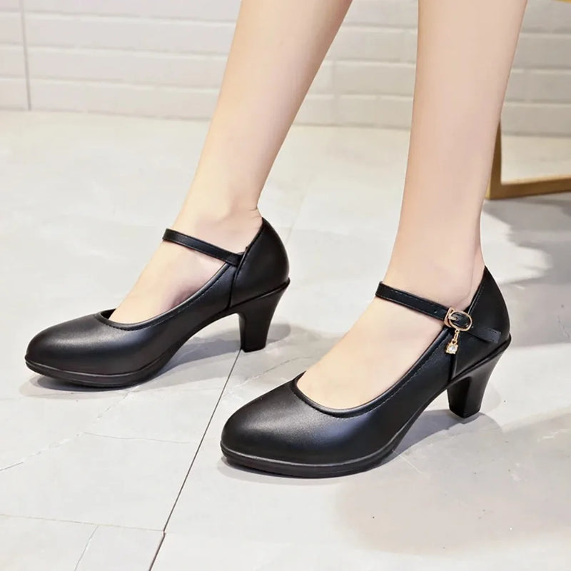 Fashion Women's Pumps 2026 Spring/autumn Fashion Round Toe Buckle Thin Heels Pumps Sexy Elegant Single Shoes Size 35-41