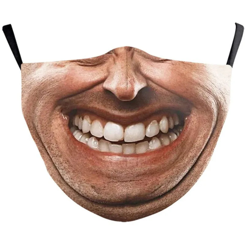 Smile Print Mask With Pocket Unisex Funny 3d Masks For Women Adult Face Scarf Adult Protec Mouthmask Outdoor Party Cosplay Mask