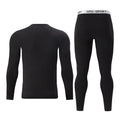 2-piece Autumn And Winter Men's Black Casual Warm Underwear Set Large Comfortable Round Neck Sports Fitness Base Shirt Sleepwear