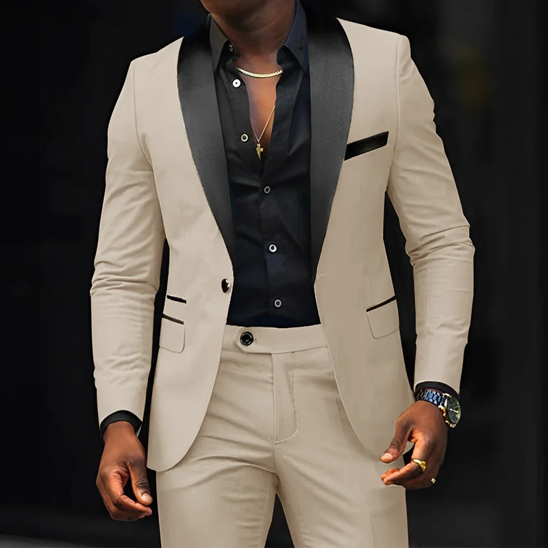 Men's slim-fit Suit 2-piece Wedding Groom Tuxedo Shawl | SAMAG