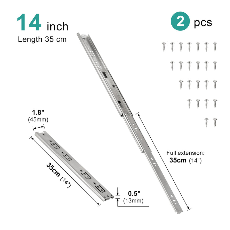 Drawer Rail 10~20Inch Stainless Steel Ball Bearing Slides | SAMAG