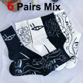6 Pairs Line Patterns Both Men Women Fashionable Mid Tube | SAMAG