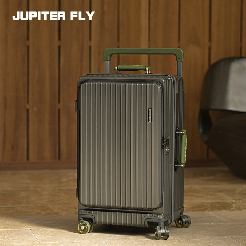 Side Opening Suitcase Wide Trolley Travel Case with Skating Spinner Wheels TSA Lock Rolling Luggage PC Material 20/24/26/28inch