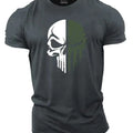 Men's digital printed skull printed T-shirt Fitness top Short sleeve T-shirt quick drying breathable