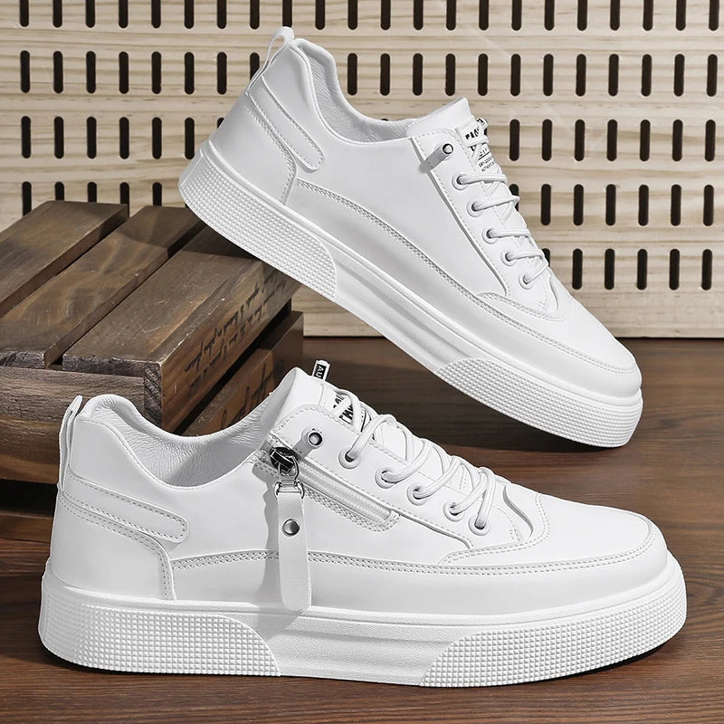 Men's Street Fashion Skateboard Shoes Versatile Sport Casual Sneakers Youth College Style White Shoes