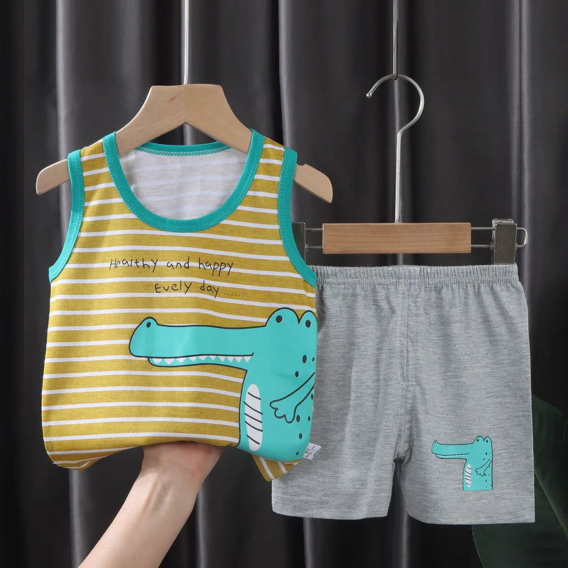 Children Clothing Vest Suit Sets Summer Cotton T - Shirts - View 14 | SAMAG