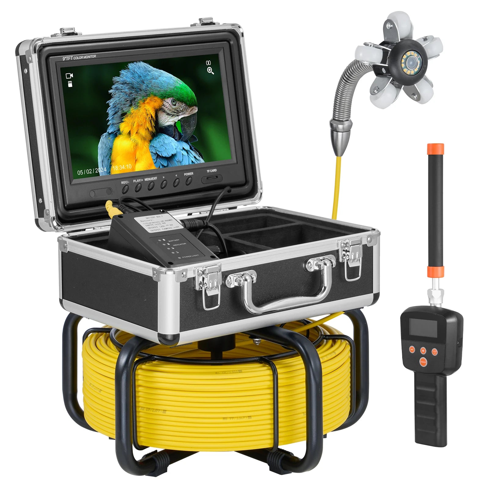 SucceBuy Sewer Camera 165 ft/50 m Self-Leveling Drain Inspection Camera with 9" 1080P HD Screen and 512Hz Locator for Duct Pipe