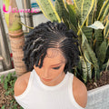 350# Bantu Braided Wigs Synthetic Full Lace Short Cornrow Braided Wigs Handmade Twist Wig with Baby Hair for Black Women