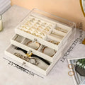 3-Tier Dust-Proof Acrylic Jewelry Organizer Box, Elegant Modern Rectangular Tabletop Display Case  jewelry boxes and packaging