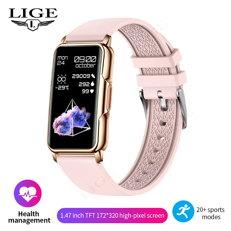 LIGE Women Smart Band Men Watch 1.47 inch Full Touch Heart Rate Sport Fitness Smartwatch New Outdoor Smart Bracelet Ladies 2025