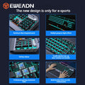 EWEADN TK900 Mechanical Keyboard USB-C Rechargeable RGB Backlit Ergonomic Gaming Keyboard For PC Laptop Mac