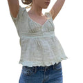 Y2K Fairy Grunge Crop Top for Women Short Sleeve Lace Patchwork T-Shirt Aesthetic Slim Fit Cute Babydoll Top Tees