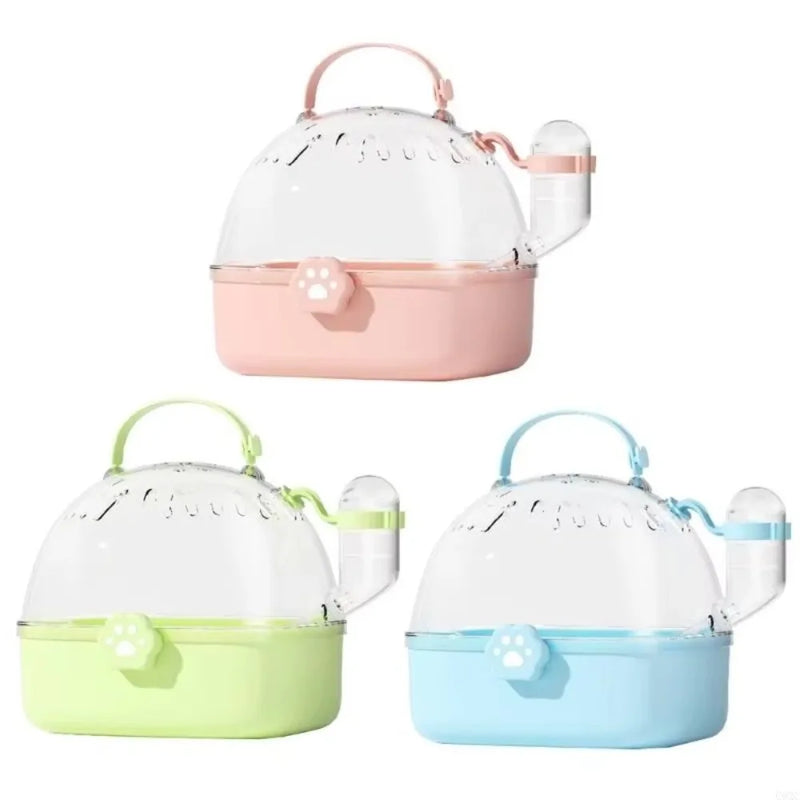 Transparent Pet Carriers Cage Breathable Escape-Proof Travel Pet Cage Ventilated with Water Bottle Pet House for Small Pet