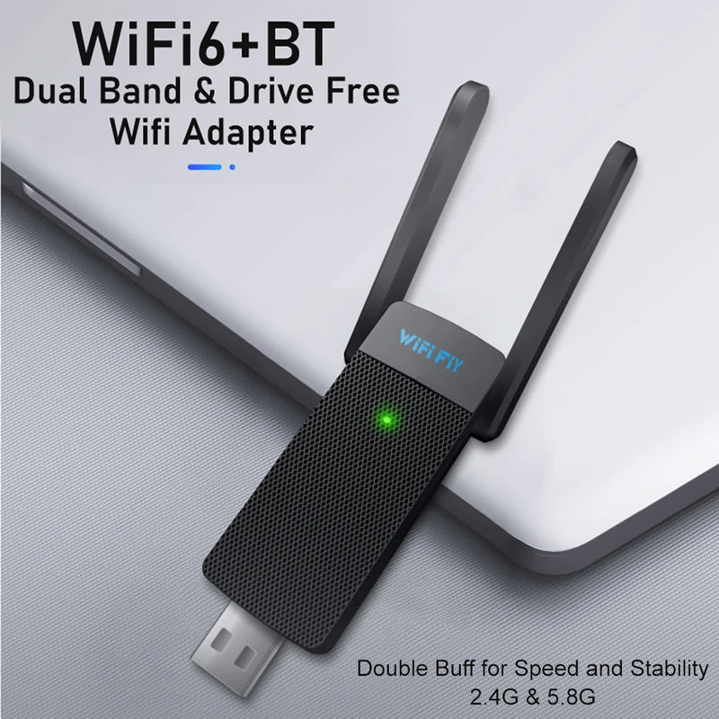 Bluetooth5.3 1800Mbps WiFi 6 USB Adapter 5G/2.4GHz USB3.0 Wi - fi Dongle Wireless Network Card Gain - Visuel 2 | SAMAG