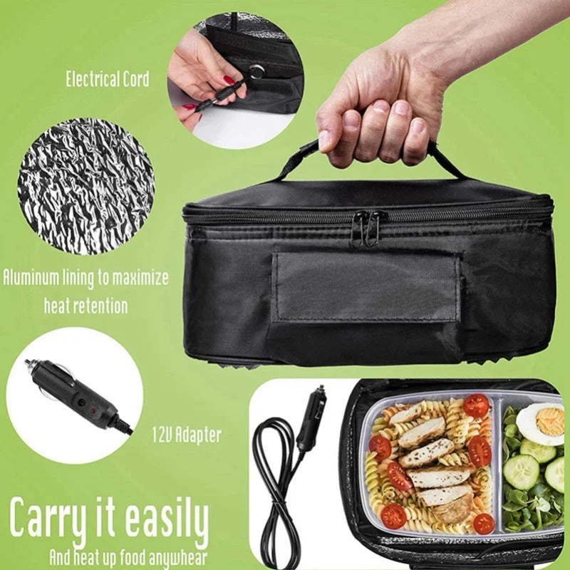 12V 90W Car Microwave Oven, Portable Mini Electric Oven, Fast Heating Picnic Box For Travel, Camping Food Cooking