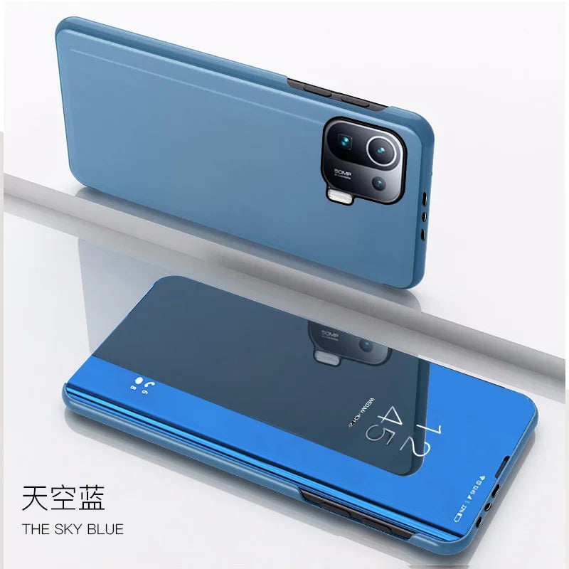 Smart Mirror Flip Case for Xiaomi Poco X3 Redmi Note 10 9 9s 11 8 8T 10s 11T Pro Max Plus 9A 9C Mi 9T Lite 5G Stand Cover Coque