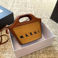 Elegant Mini Tote Bag with Leather Edges & Unique Cutout Handle