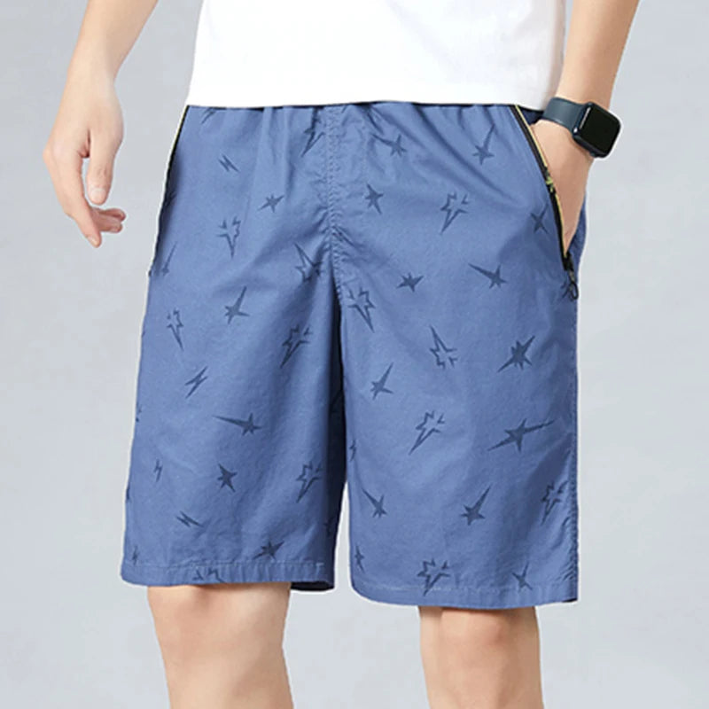 Men's Camo Shorts Elastic Waistband Casual Cargo Hiking | SAMAG
