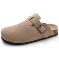 2026 Women Suede Clogs With Adjustable Buckle Cork Leather Mules Comfortable Slip on Women Slippers Outdoor Cork Clogs