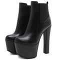 New Autumn Winter Platform High Heels Women Ankle Boots Black PU Leather Round Toe Fashion Female Thick heel Shoes Large size