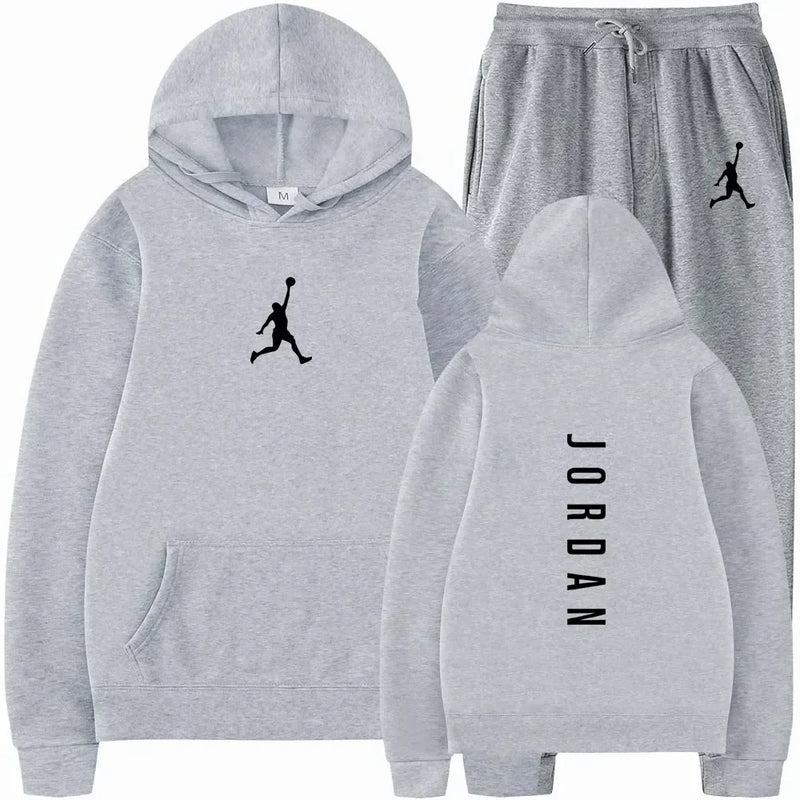 Spring and autumn outdoor fitness basketball casual sportwear set fashion men's hooded jumper + jogging - View 3 | SAMAG