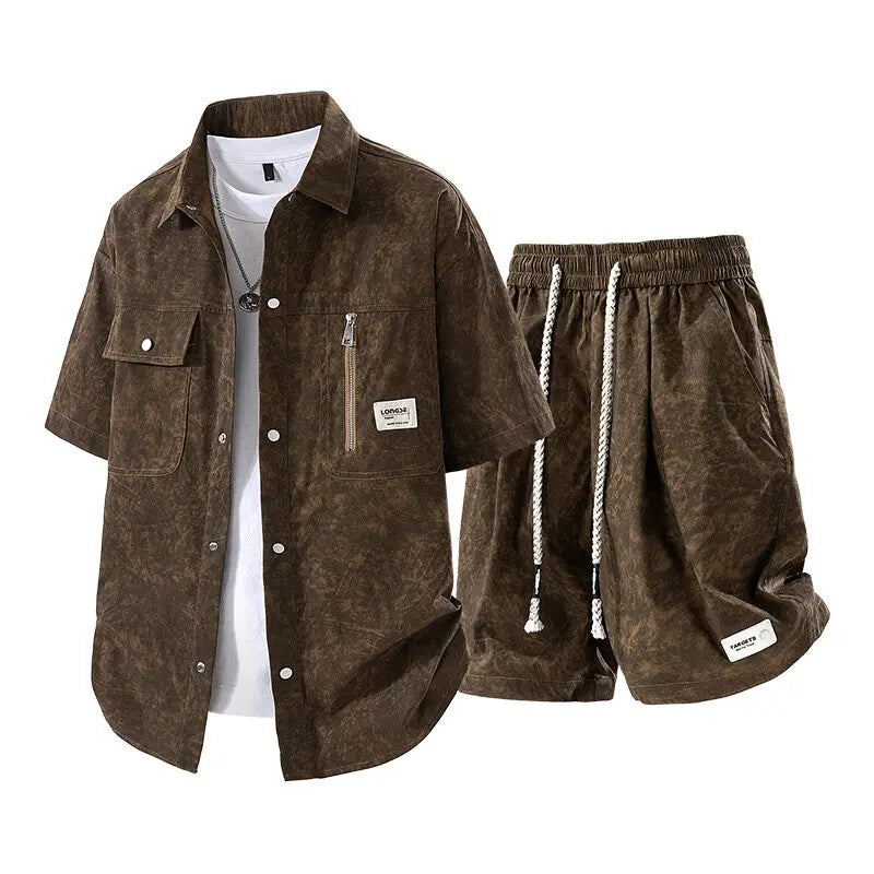 Men's Summer Casual Versatile Fashionable Cool Short - Sleeved Shirt And Set Trendy Business Outfit - View 7 | SAMAG