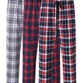Men's 3Pcs Pajama Sleeping Pants Cotton Plaid Pjs, Long Plaid Print Sleepwear Pajama Pants with Elastic Waist Homewear