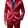 Men's Satin 2 - Piece Suit Set Slim Fit Peak Lapel Tuxedo Blazer With Straight Leg Pants For Wedding Party - View 9 | SAMAG