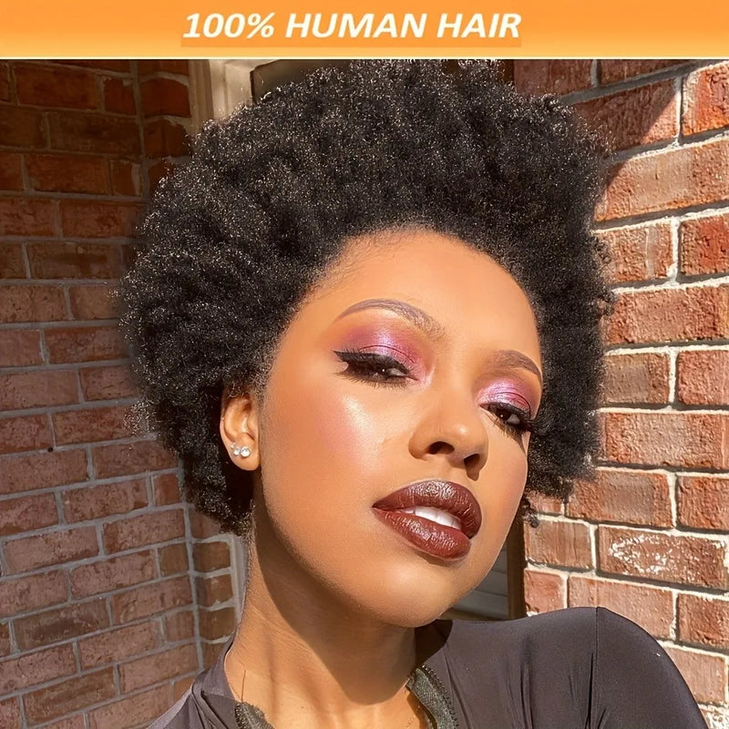 150% Density Pixie Cut Wig Made From Brazilian Virgin Human Hair 13X4 Transparent Lace Front Afro Kinky Curly Short Bob Style