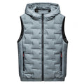 Men Autumn Winter Thickened Waistcoat Hooded Sleeveless Zipper Placket Vest Coat Down Vest Outwear Men's Iinsulated Vest