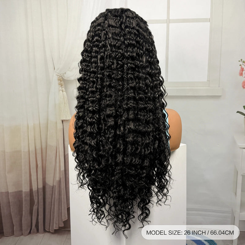 26inch Synthetic Cornrow Braided Wigs 13x4 Lace Frontal Deep Wave Curly Braiding Hair Wigs with Baby Hair for Black Women