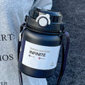 800ml/2000ml Large Capacity Stainless Steel Insulated Water Jug with Handle & Straw, Leakproof Vacuum Thermos Mug for Sports Out