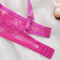 New fashionable rose red bra with steel ring lace thin sexy Lingerie semi transparent women's underwear 2635