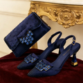 2026 INS Italian Design Olive Green Rhinestone Pointed-Toe Women's High Heels & Matching Bag Set - Ideal for Parties & Weddings