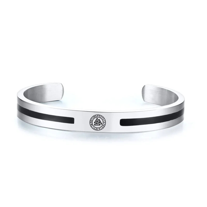 Men Bangle, Enemal Viking Logo Cuff Bracelet For Gentleman, Stainless Steel Minimalist - Visuel 10 | SAMAG