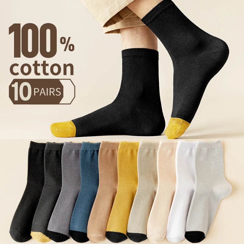 10 Pairs of 100% Cotton Socks, Men's Four Season Striped | SAMAG