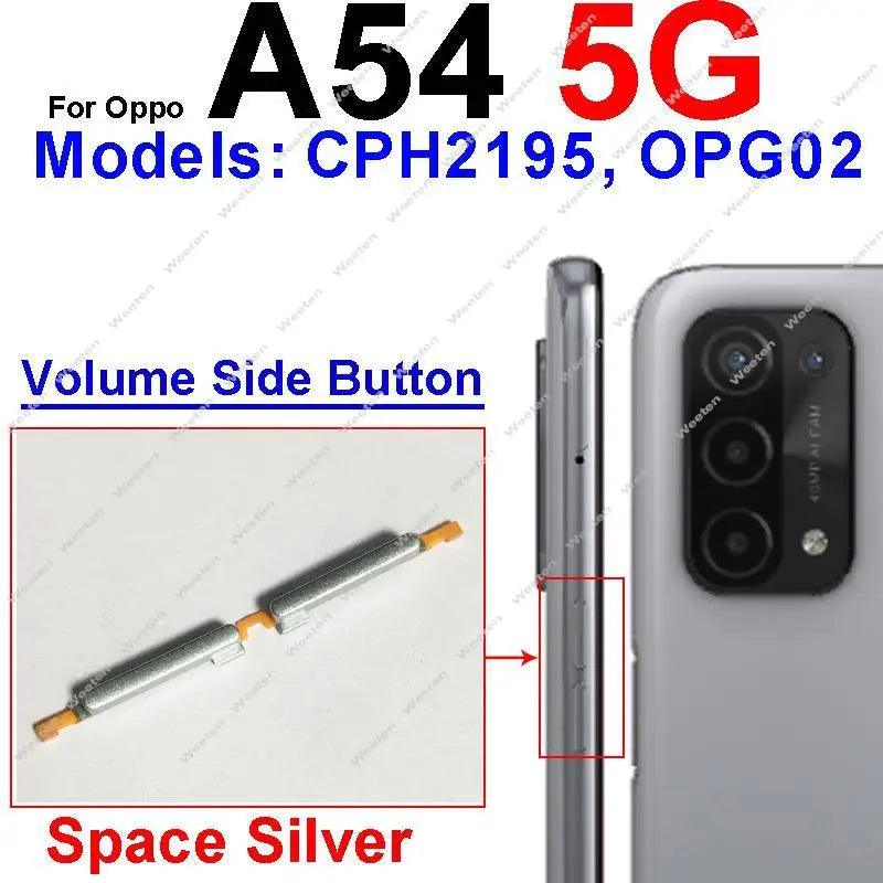 Power Button + Volume Side Button For OPPO A53 A53S A54 A54s A74 4G/5G Up Down Volume Power Side Keys Flex Cable Parts