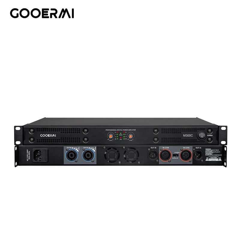 Gooermi M300 1U Professional 2 Channel Digital Power Amplifier 600W x2 Rack PA Amplifier for KTV Stage Bar Audio