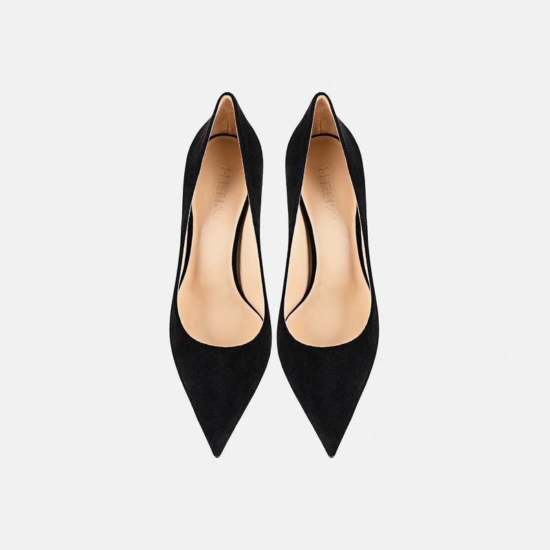 luxury women's shoes Black Suede Elegant Office Shoes Women Brand Pumps Red sole High Heels Pointed Toe Evening Dress Shoes 12cm