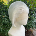 Widow's Peak Short Bob Cut Synthetic Lace Front Wigs for Women Cosplay Wigs for Men White Color Glueless 13x4 Lace Wigs Natural