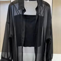 Plus Size Women’s Tops 2025 Summer Breathable and Sun-Proof Ice Silk Button Thin Loose Sheer Chiffon Blouses Shirts Long Sleeve